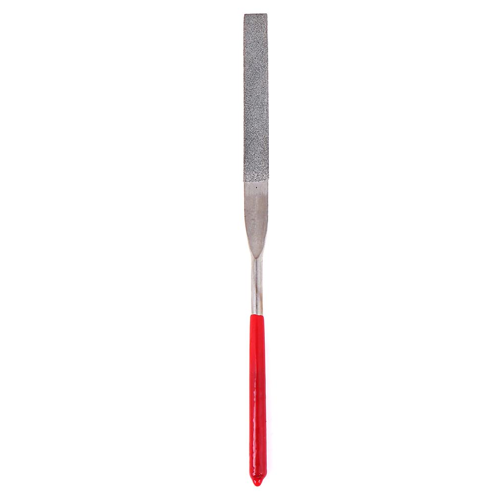 1 Pcs 180Mm Long Art Craft Flat Diamond File Grinding Tool Red Silver Tone