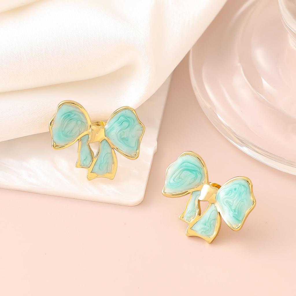 French Enamel Drip Oil Earrings: Stainless Steel, Irregular, Titanium Women's Luxury