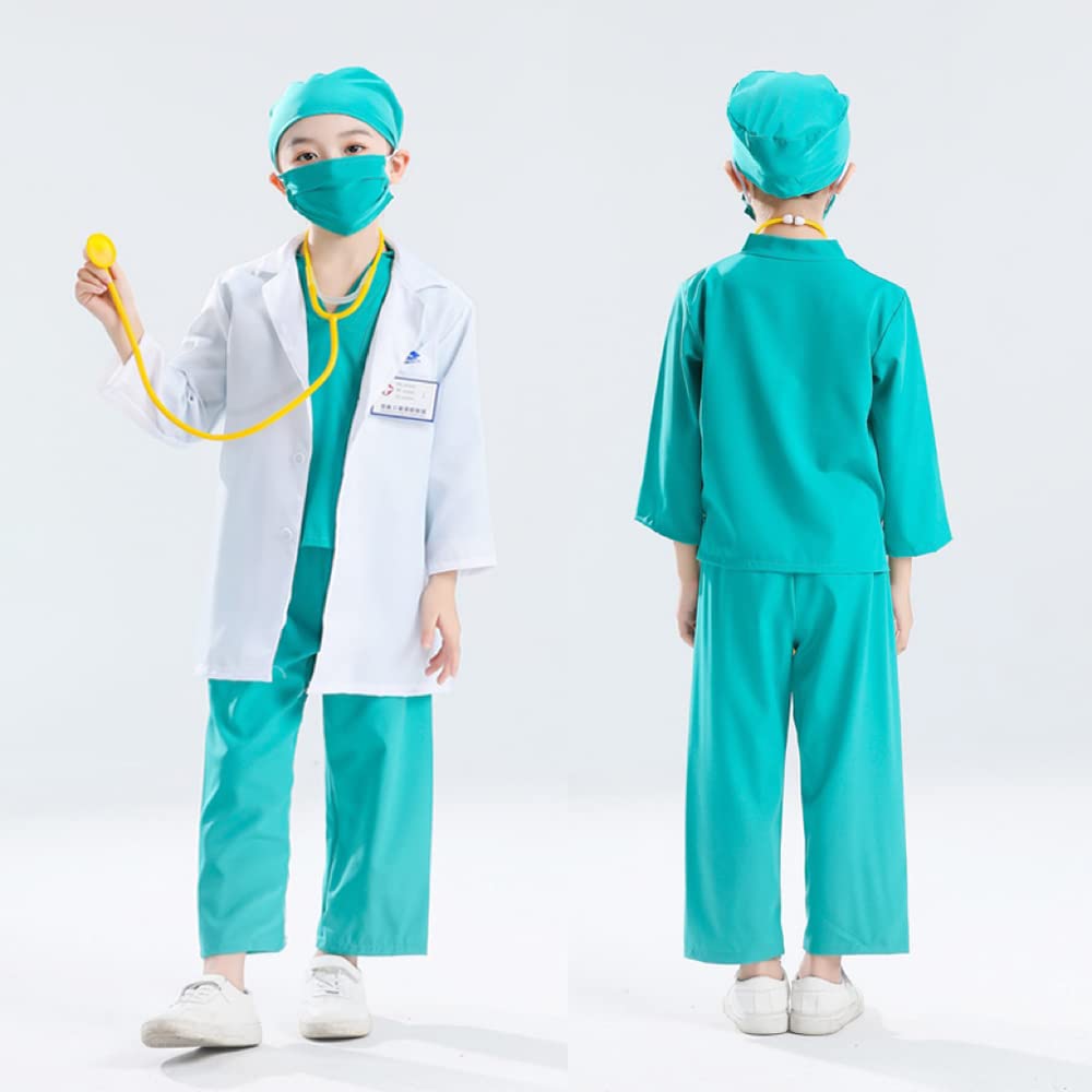 Cosplay Doctor White Surgery Costume Costume School Entrance School Cultural Stage Performance Costume [Lhyxuuk] Children's Costume, Coat, Set,
