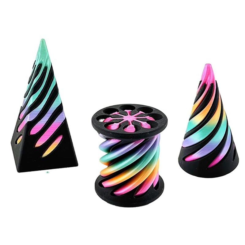 Kids 3D Printed Spiral Cone Fidgeting Toy Impossible Pyramid Passthrough Sculpture Antistress Anxiety Relieving Game Adults Toys