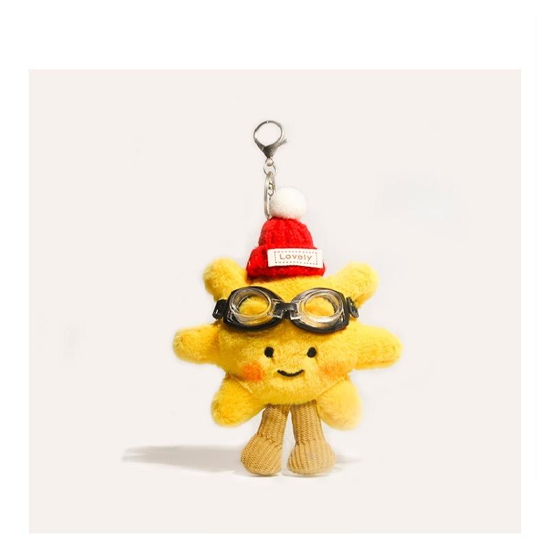 Super roztomilý přívěsek na klíče se slunečnicí, Kreslená plyšová dekorace přívěsku, Plyšová panenka hračka dekorace, Dekorace hračky k narozeninám
