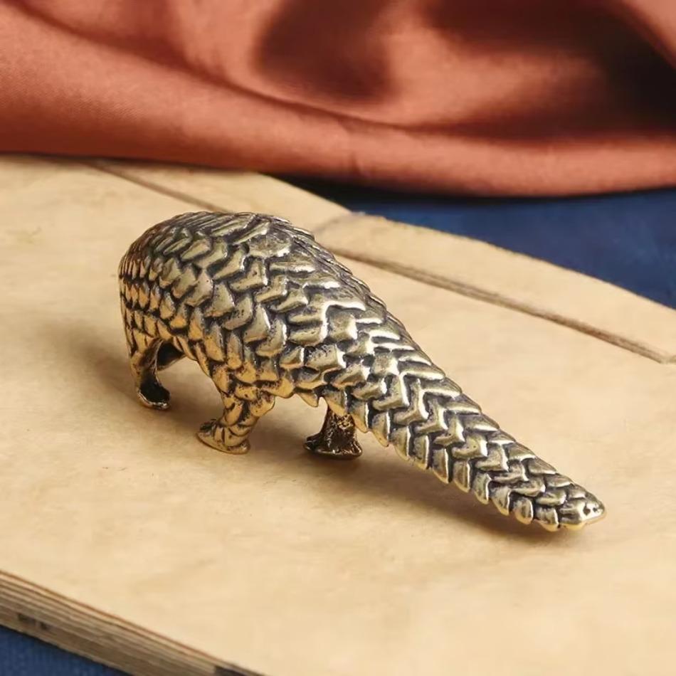 Solid Copper Small Pangolin Figurines Miniature Vintage Bronze Animal Home Ornament Statue Desktop Oranment Craft Gift Accessory