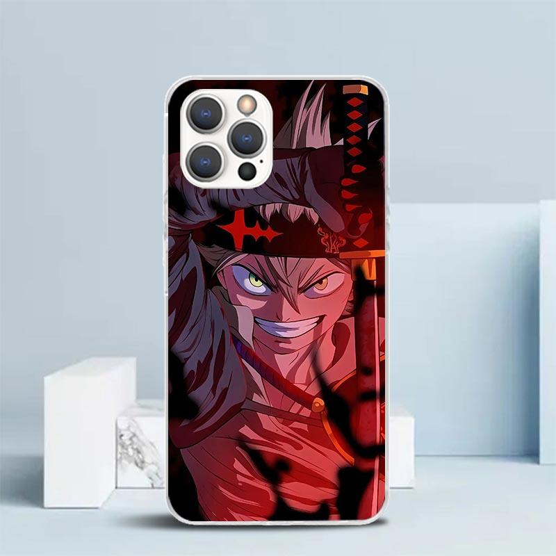 Black C-Clovers Anime Phone Case For IPhone 16 17 Air 16E 15 14 Plus 13 Mini 12 11 Pro Max 7 8 + SE 2020 Soft TPU Back Cover 16