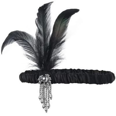 1920 Cosplay Hair Accessories Vintage Charleston Costume Gatsby Party Feather Headpiece Hair Band Flapper Hair Feather Headband