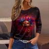 3/4 Length Sleeve Womens Tops Floral Print Vintage Fashion Casual Loose With Round Neck Plus Size Shirts