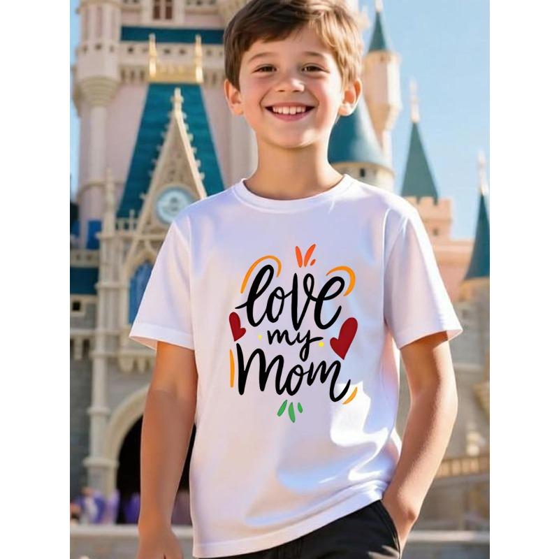 

European sizes Boys Short Sleeve T-Shirt, Glowing Hearts & Curved Lines Art, Simple Stylish Casual Kids Tee 98cm белый