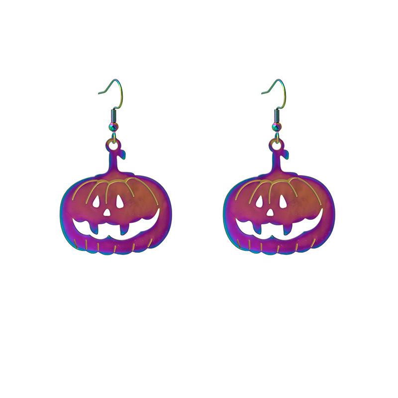 Halloween Trendy Funny Earrings Colorful Gradual Change Electroplating Color Matching Niche Earrings Temperament