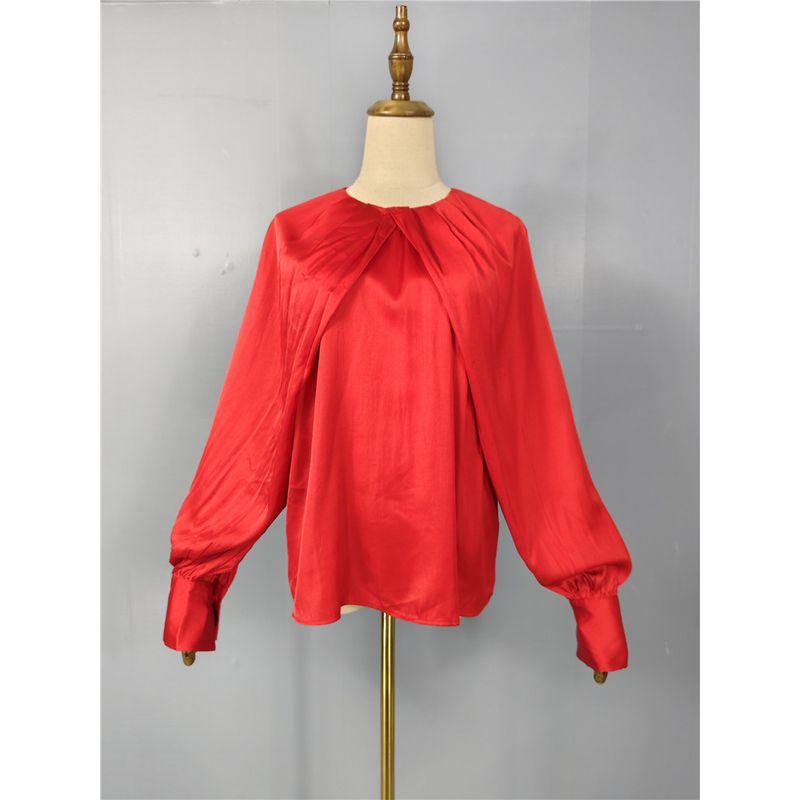 

Export Single H Дом Осень 2025 Новое поступление Рукава с драпировкой Свободные Освежающие Удобные Топы Праздничная красная рубашка Red XL