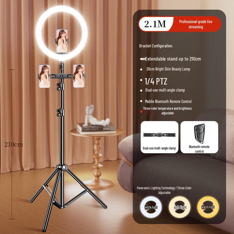 Professional Desktop Ring Light Stand for Streamers - Large Aperture Beauty & Selfie Light