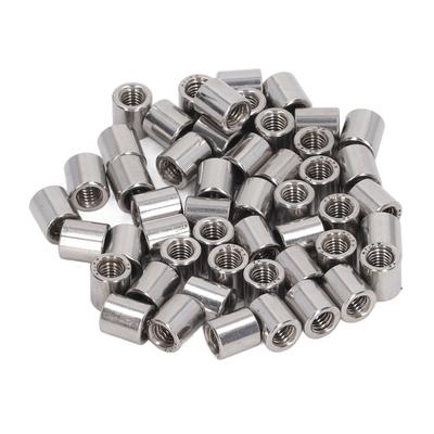 50 Stück Verbindungsmutter Rundstabverbinder 304 Edelstahl Innengewinde M6x1.0 10 L11mm
