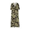 Women's Summer Fashion V-neck Retro Floral Print Short Sleeved Beach Dress With Lace Patchwork Dress