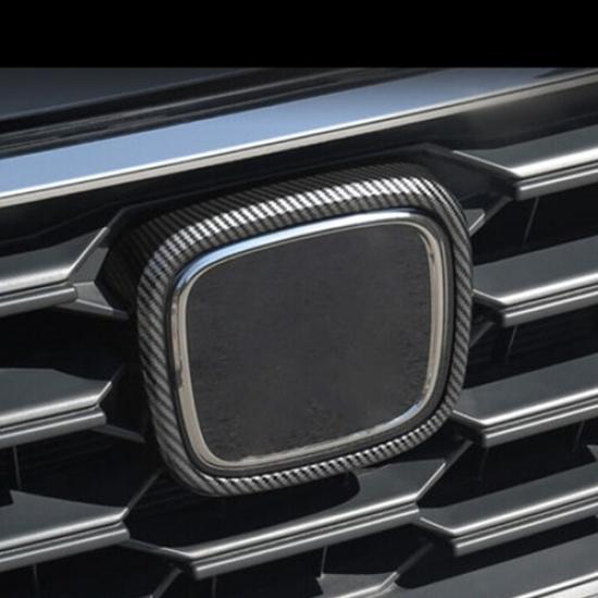 Carbon Fiber Front Logo Emblem Frame Cover Trim For Honda CR-V CRV 2023 2024