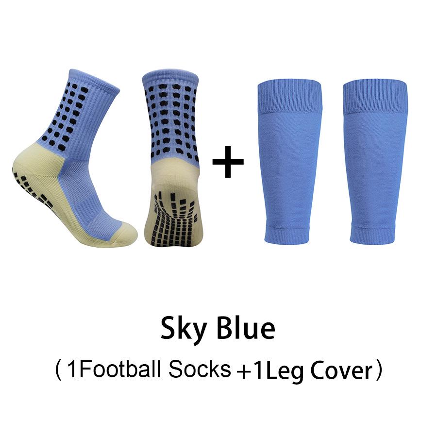 

2-Piece Set: Anti-Slip Gel Football Socks & Shin Guards with Thick Towel Bottom - Unisex Mid-Calf Sports Gear One Size