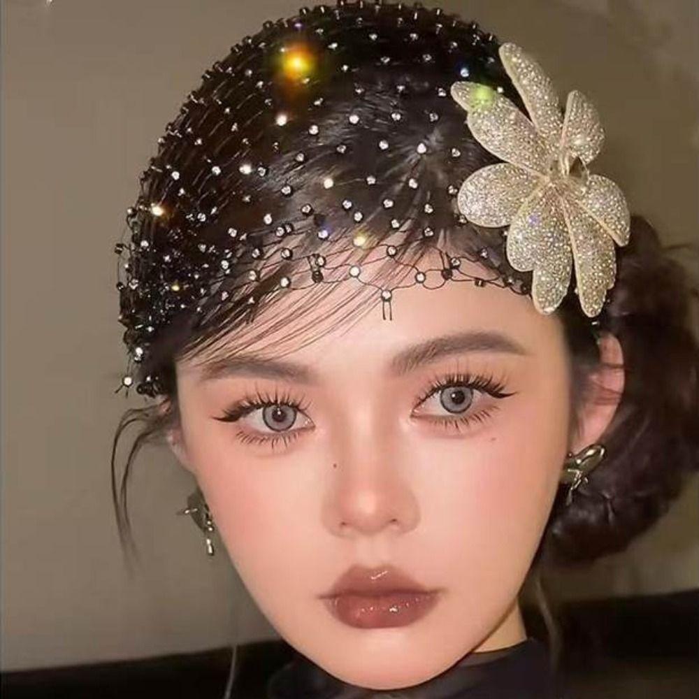 Exquisite Bride Head Net Black Wedding Headwear Fairy Bridal Veils  Hair Accessories