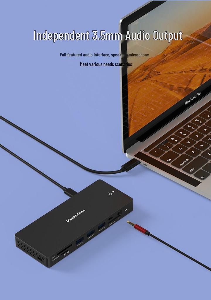 8K 30Hz Type-C Docking Station with Multi-Screen Display, HDMI 2.1/DP 1.4, Laptop Expansion Dock & USB Splitter