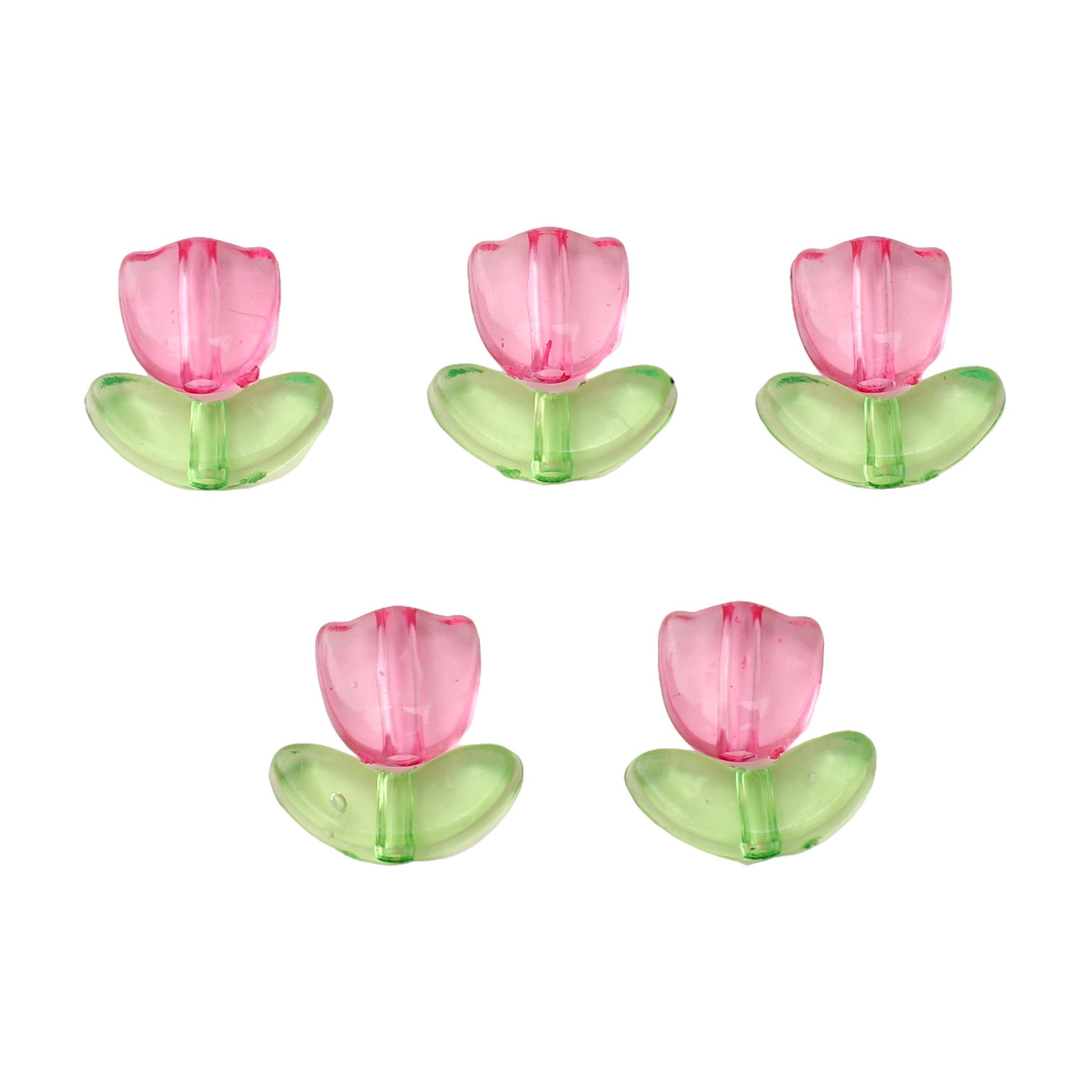 

20 шт./пакет Акрилові намистини-тюльпани для DIY намиста, браслета, сережок, виготовлення ювелірних виробів, ремісничі аксесуари фуксія