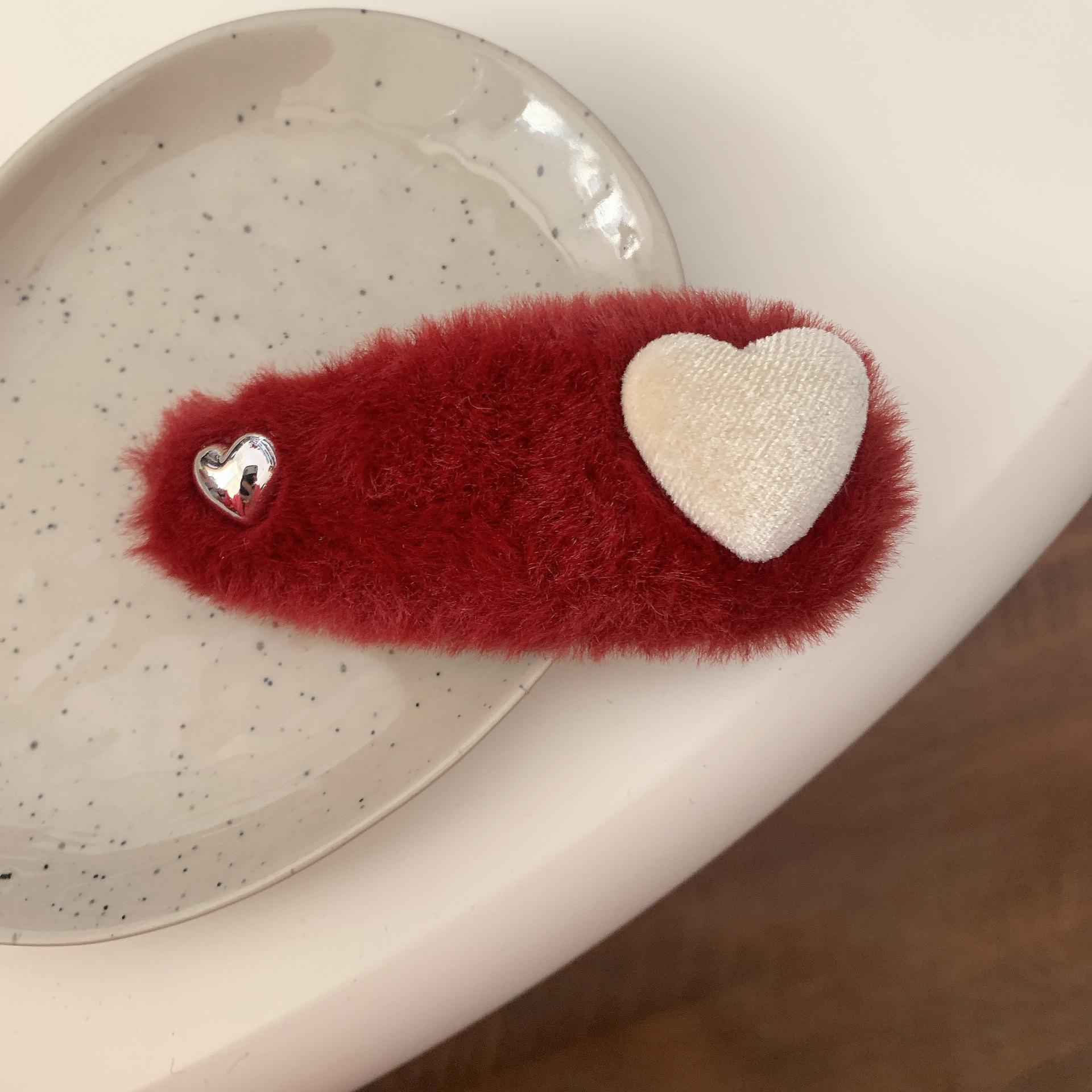 

1 шт. корейская плюшевая заколка для волос на День святого Валентина, осень/зима, серия «Любовь», с челкой и боковыми зажимами, заколка для волос, головной убор