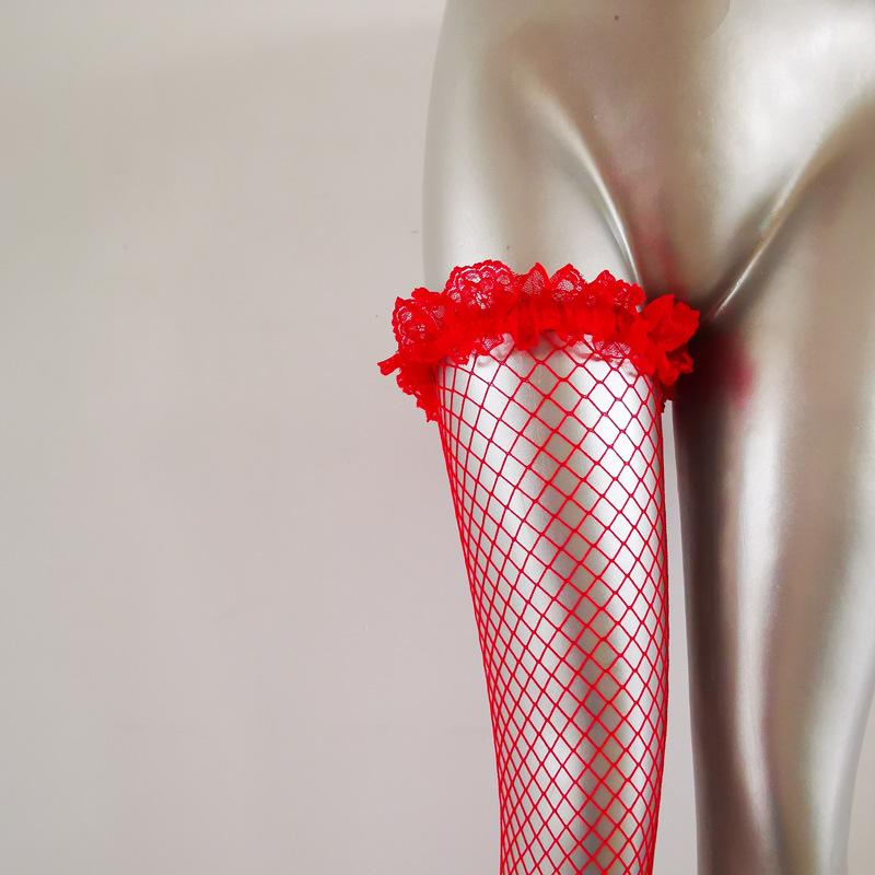 Women Sexy Lace Fishnet Mid Calf Socks Long Tube Socks With Pleated Lace Knee High Socks New All Season Lace Stockings