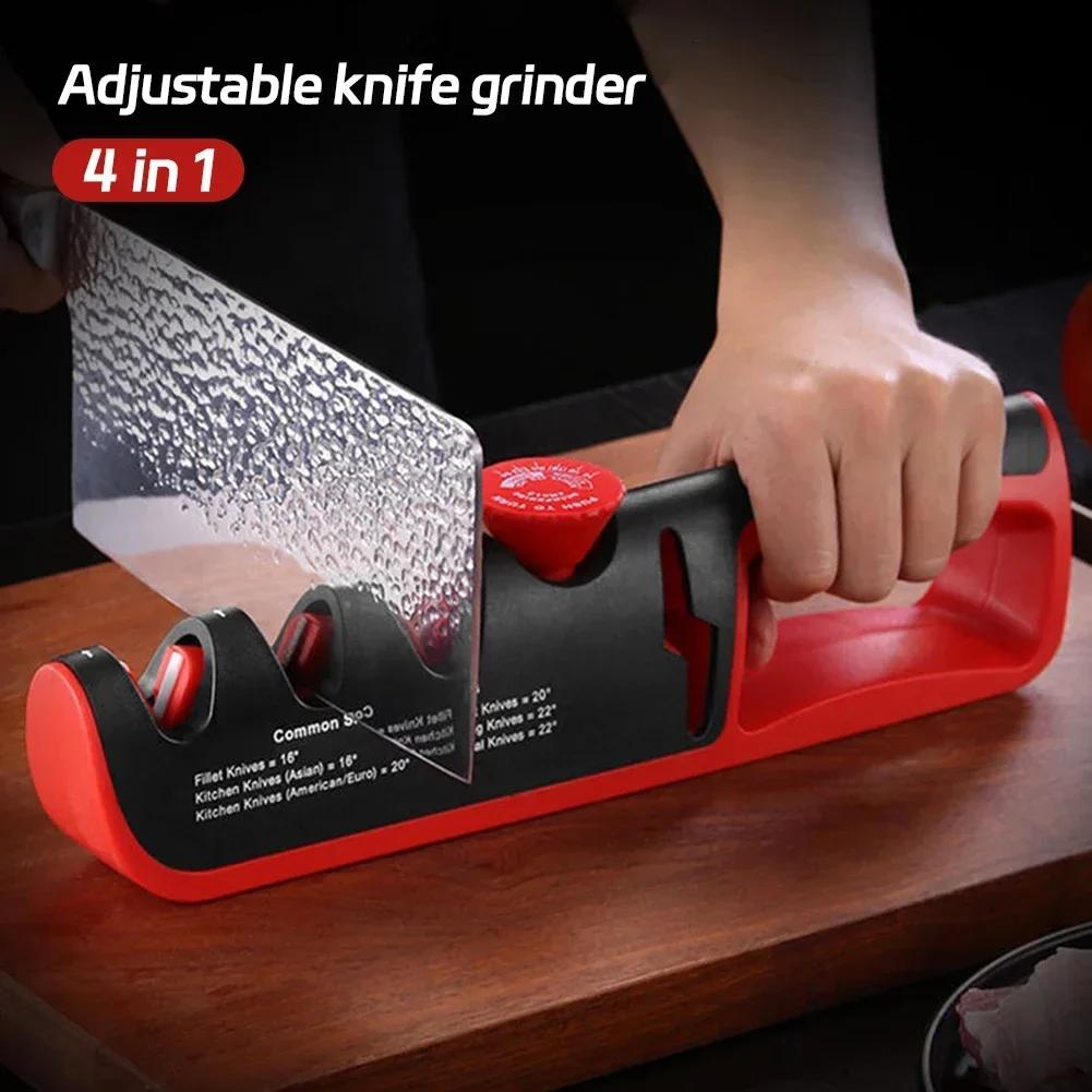 4-in-1 Knife Sharpener Adjustable Angle Professional Kitchen Grinding Machine Scissors Knives Grinder Whetstone Sharpener Tools