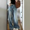American Retro Wide-leg Jeans Women's 2026 Summer New Washed Blue Loose and Thin Straight Floor Pants