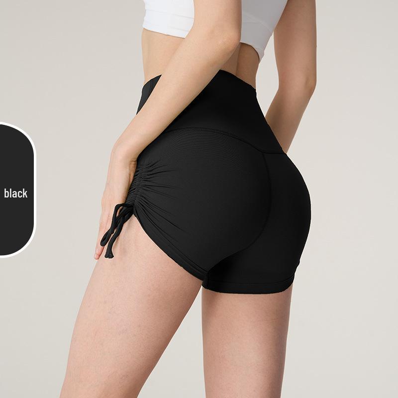 NUF Nude Lycra One-Size Yoga Shorts: Seamless High-Waist Hip-Lifting Drawstring Fitness Pants