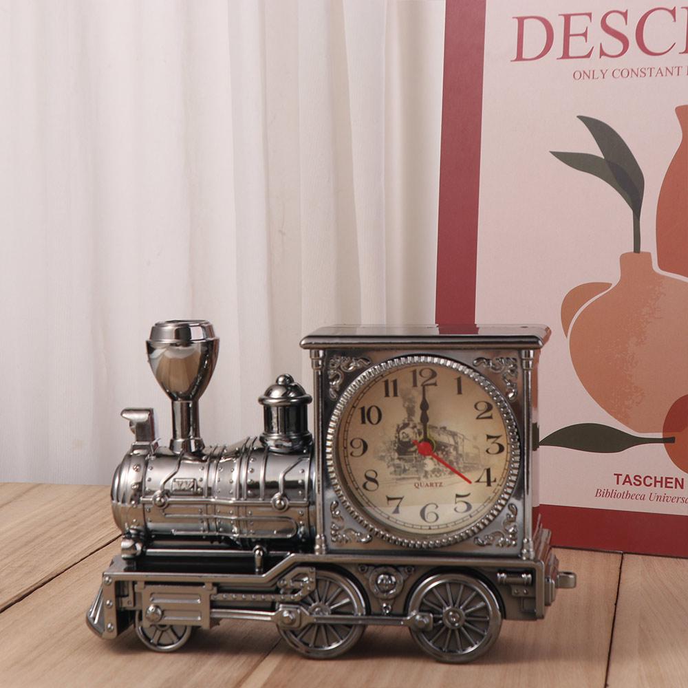 Plastic Table Clock Cartoon Desktop Clock Desk Sculpture Train Alarm Clock  Home