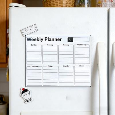 Quadro Branco Magnético Apagável para Geladeira Calendário Mensal Reutilizável & Planejador Semanal Estilo Quadro Negro Bloco de Notas Quadro de Mensagens para Cozinha