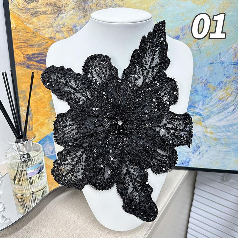

Multi-Layer Organza Lace Sequin Beaded Studded 3D Flower Crystal Patch Diy Clothing Decorative Applique Sweater Coat Accessories
