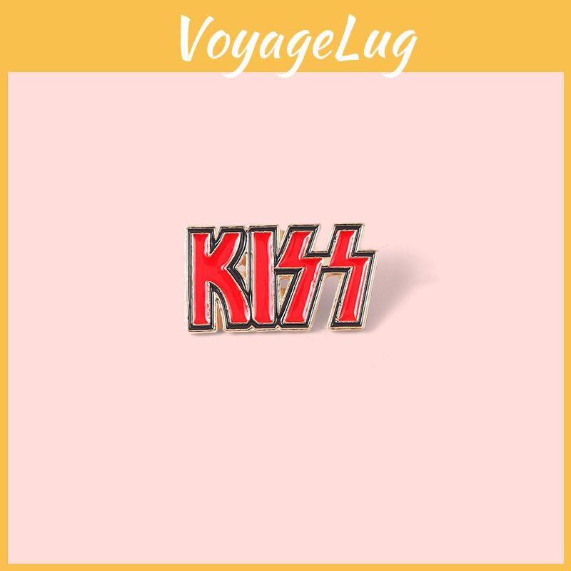 Trendy Kiss Band Pin Geometric Design Brooch For Unisex Collectors And Music Lovers