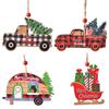 Sled/Plaid Car Christmas Wooden Car Pendant Hanging Christmas Decoration  Friends