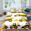 Excavator Duvet Cover Set Microfiber Tractor Truck Comforter Cover Twin Construction Vehicle Cartoon Bedding Set For Boys Teens