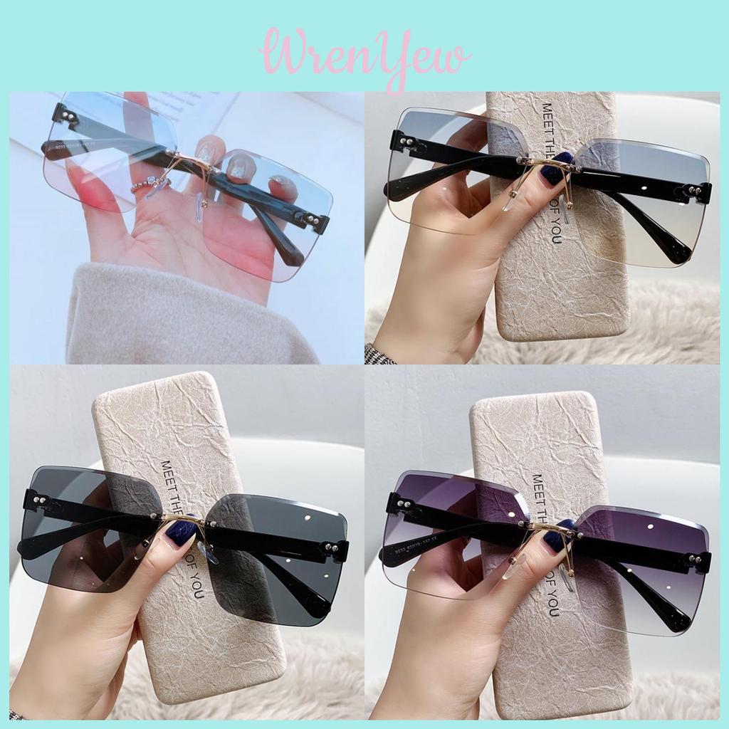 Small Red Book Fashion Sunglasses Women Uv385 No Frame Edge Sun Shades For Travel And Parties