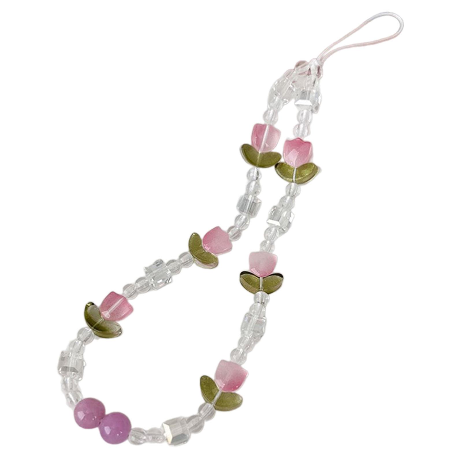 

Модернизированный ремешок для телефона с цепочкой из бисера, подвесками из жемчуга и цветов, брелок на запястье, настенный кулон, удобный для женщин и девушек