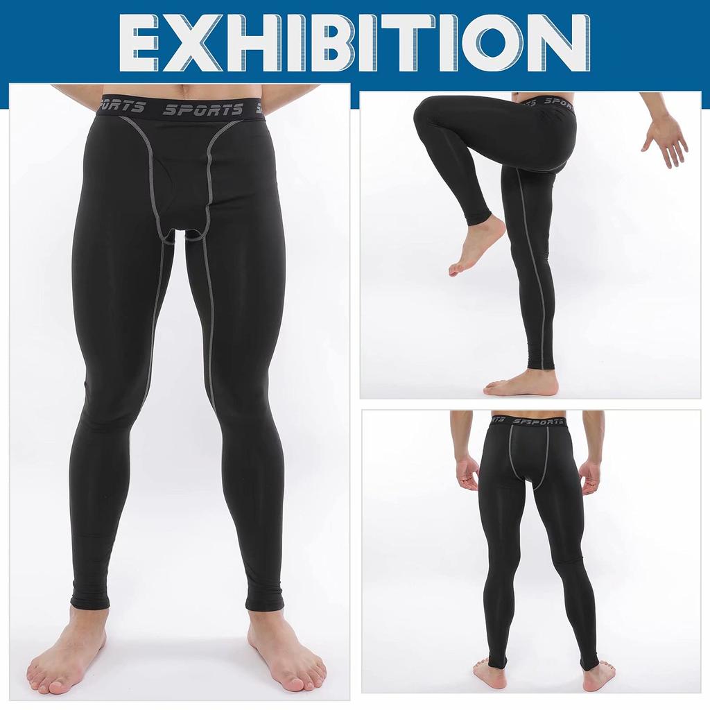 Guooolex Compression Long Front Cooling Sports Power Men's Tights, Spats, Opening, Tights, Stretch, Underwear, Sweat-Wicking, Quick-Drying,