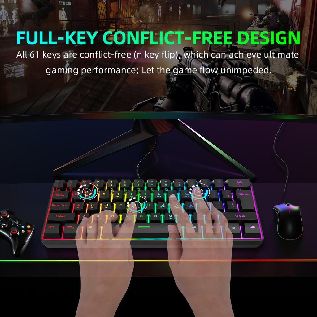 K401 Wired Gaming 61-Key Compact Keyboard