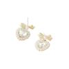 Sweet Loving Heart Pearl Bow Earrings Silver Needle High-Grade Earrings Flower Earrings Women's Elegant Ornament