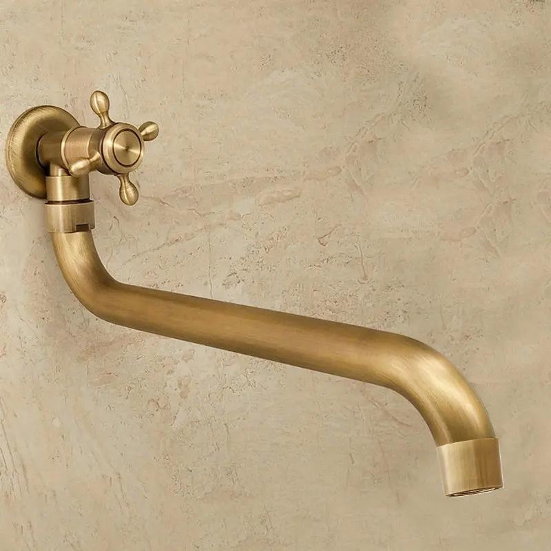 Longer Garden Faucet Spout Bathroom Basin Faucet Single Cold Mop Faucet Antique Outdoor tap Solid Brass