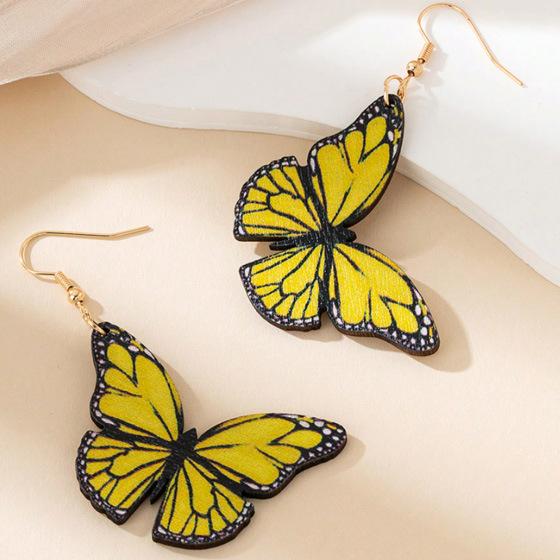 New Butterfly Pendant Earrings Colorful Butterfly Wood Earrings Earrings