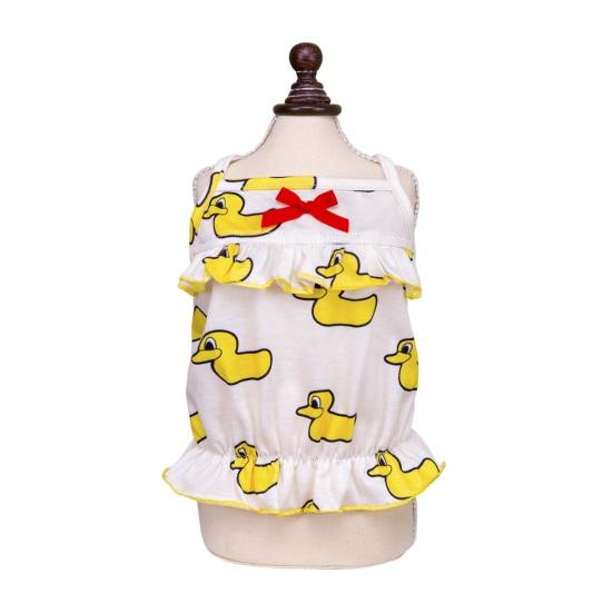 Dog Slip Dress Breathable Summer Yellow Duck Print Ruffle Pet Sleeveless Dress Pet Costume Outfit Apparel for Small Dogs Cats XS бежевый