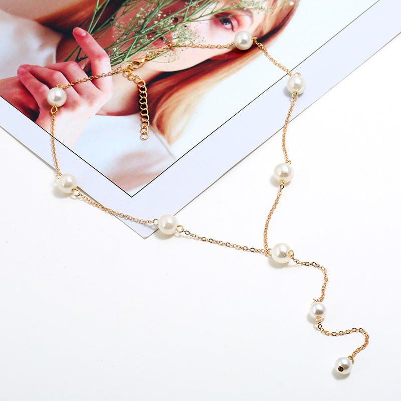 Pearl Pendant Necklace For Women With Alloy Material And Water Wave Chain For Wedding And Formal Events