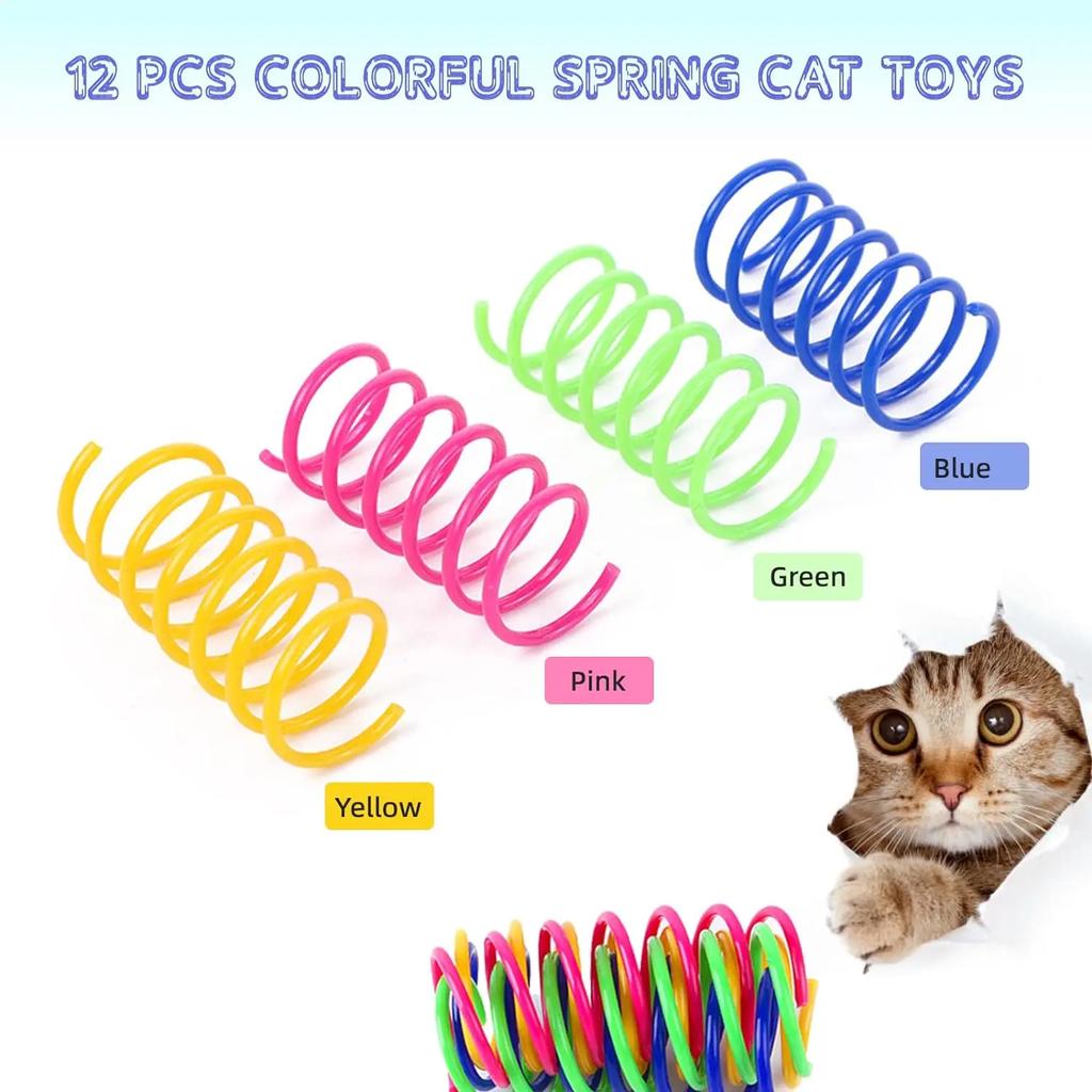 12pcs Kitten Coil Spiral Springs Cat Toys Interactive Gauge Cat Spring Toy Colorful Springs Cat Pet Toy Pet Products