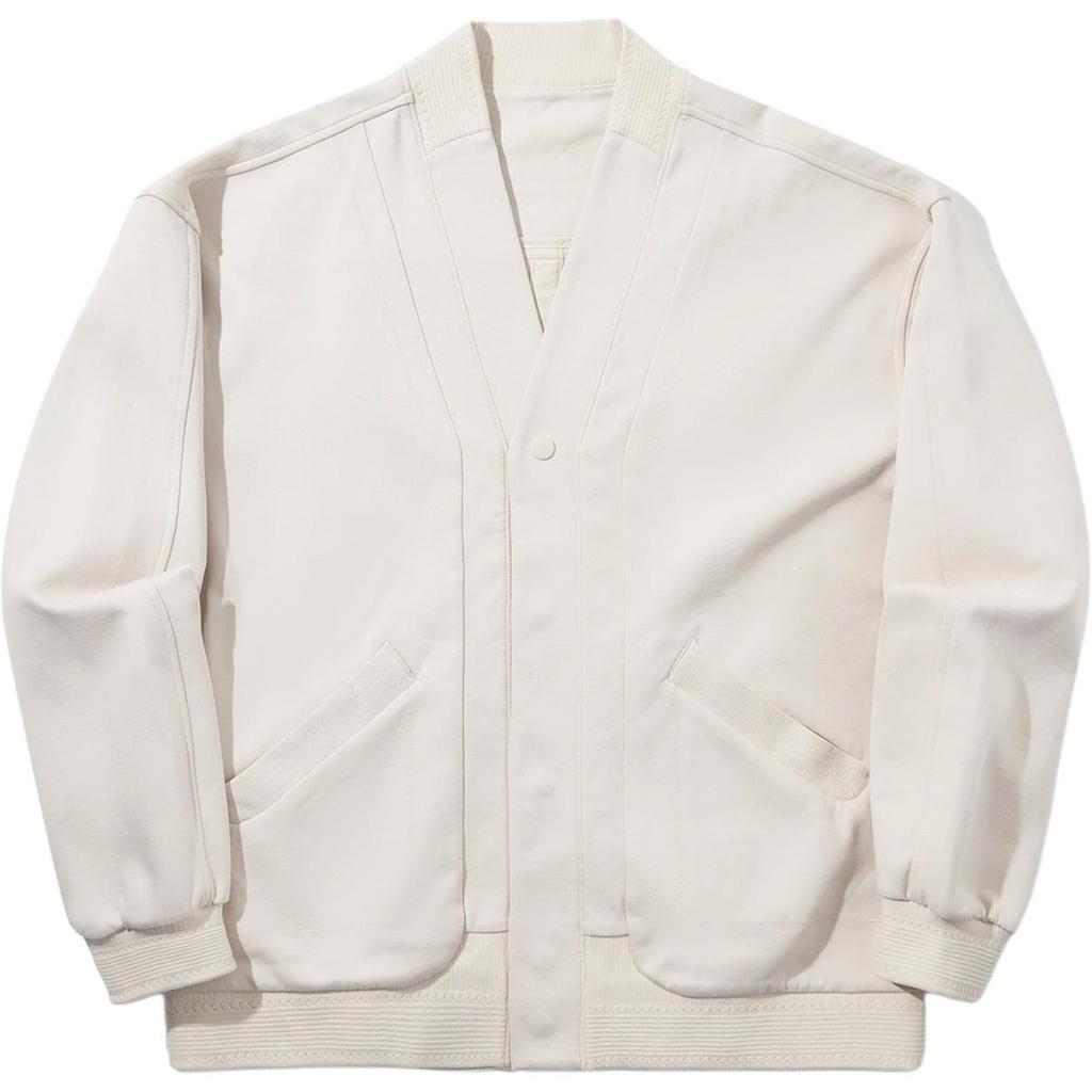 Li Ning Kung Fu Series Solid Color Single-Breasted Loose Cardigan Sweatshirt Men Sweatshirt Oatmeal-Gray AWDUB21-1