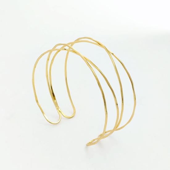 Yousheng 2 Stück Damen-Armbänder, doppellagig, offen, verstellbar, poliert, rutschfest, übertriebener Stil, einfarbig, Metall-Armmanschetten, Damenschmuck