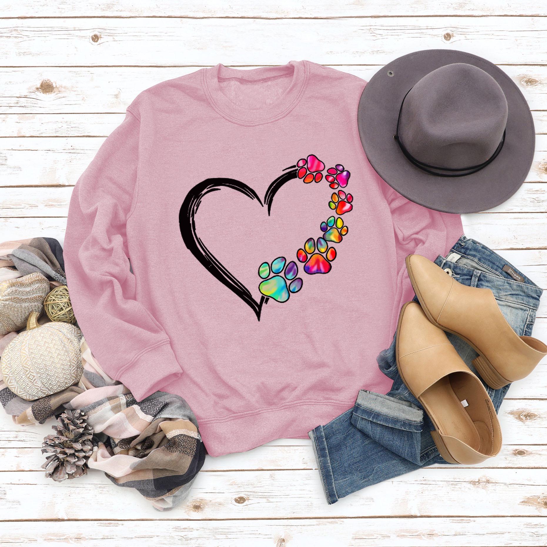 

Женский осенне-зимний свитшот с принтом сердец и собак ко Дню святого Валентина 5XL