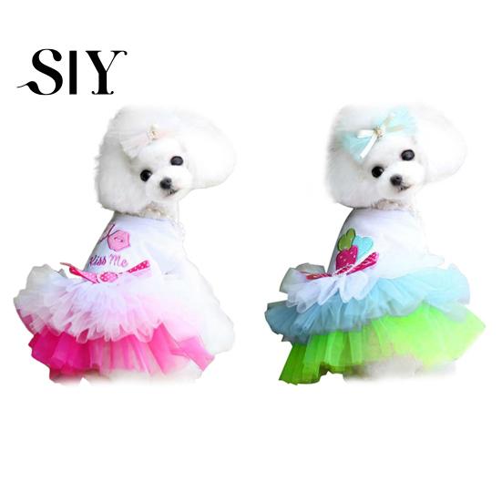 Love-hearts Pattern Pet Dress Breathable Cotton Summer Lace Dog Princess Skirt for Walking Supplies