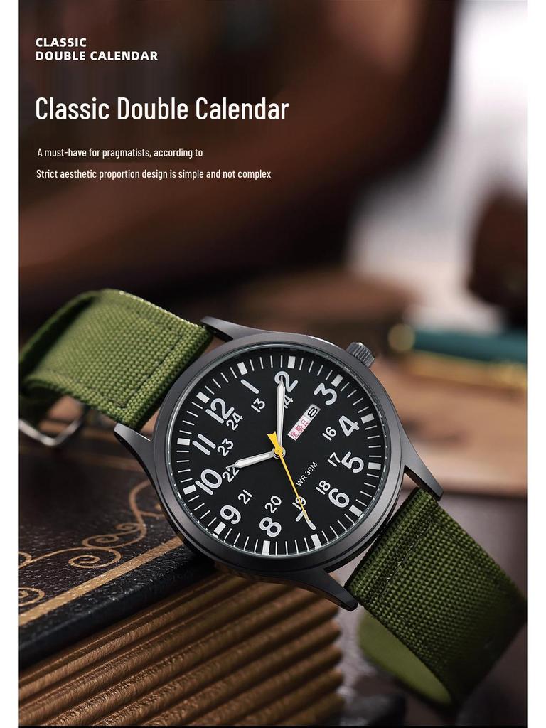 TPW 2024 Men's Luminous Nylon Quartz Watch with Date and Week Display