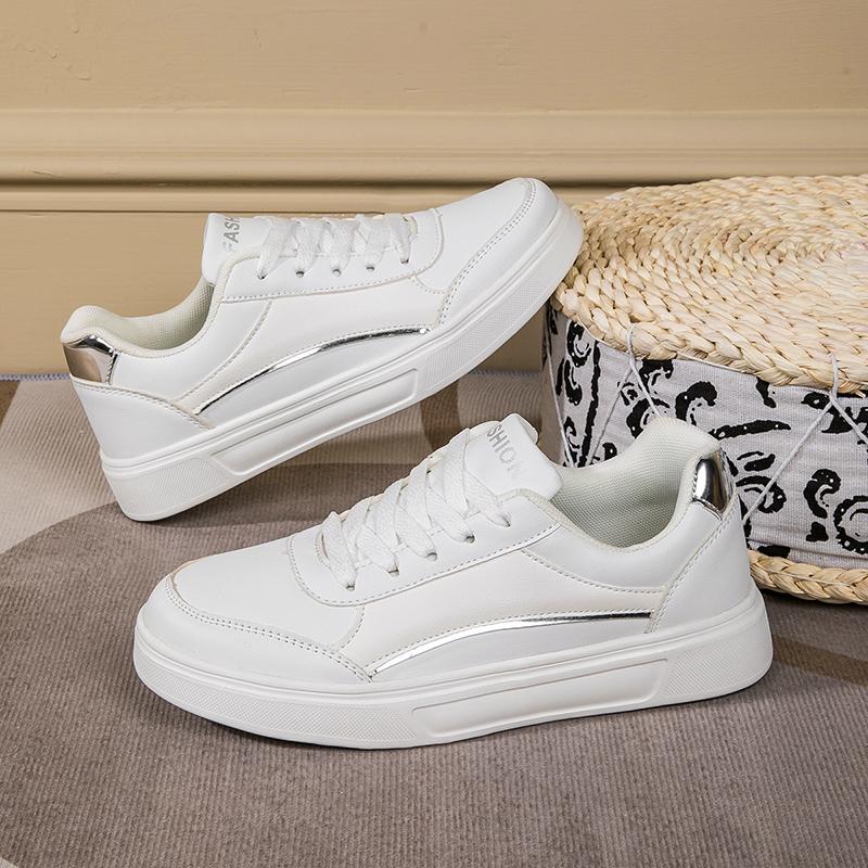 Leather Hot Sell Women Shoes Ladies Casual Skateboard Sneakers For Women Tennis Walking Trend Casual Shoe Italian White