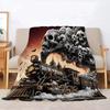 Skull Train Pattern Soft Flannel Blanket,Keep Warm Throw Blanket Comfortable Blanket for Picnic Beds Sofa Home Bedroom Kids Gift