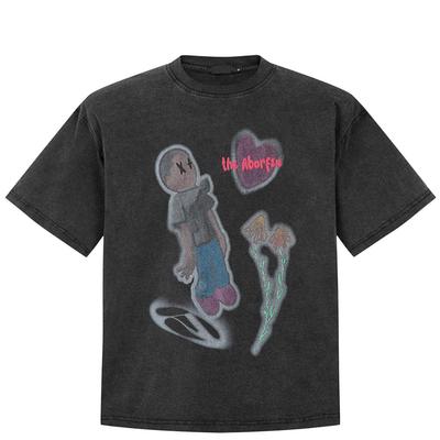 Maglietta grafica divertente streetwear in cotone lavato nero unisex top magliette estive maniche corte