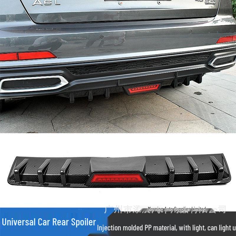 

Carbon Fiber Pattern Universal Car Rear Spoiler Kit with Navigation Light and Rear Lip Matte Black Spoiler [Light Film]